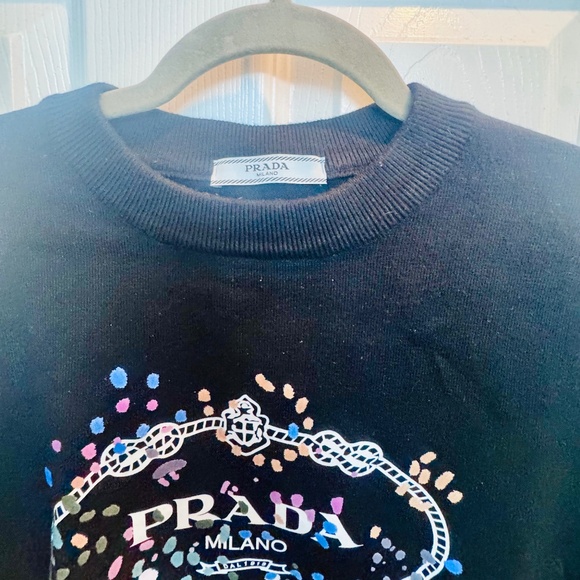 Prada Jumper in Black with a Pop of Color and Logo on the chest. - Picture 2 of 5